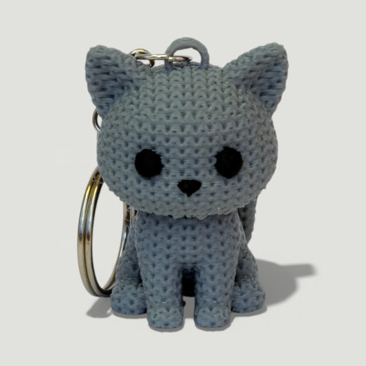 Yavru Kedi Anahtarlık - Örgü Desenli