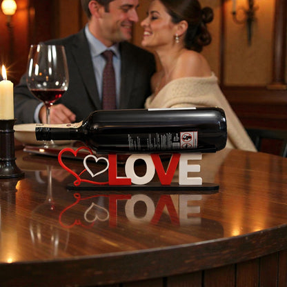 LOVE Şarap Şişesi Standı – Dekoratif Masa Süsü