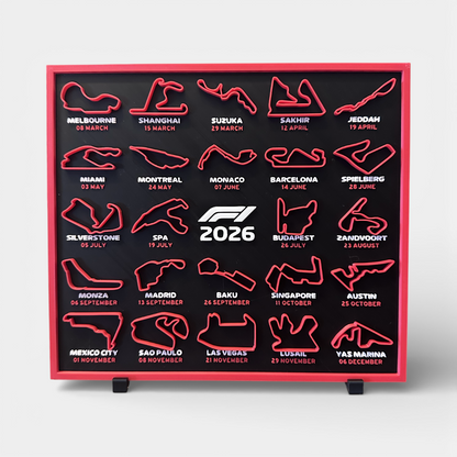 Formula 1 - 2026 Takvimi – 3D Pist Haritaları Dekor Panosu (25×22 cm)