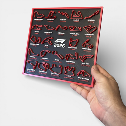 Formula 1 - 2026 Takvimi – 3D Pist Haritaları Dekor Panosu (25×22 cm)